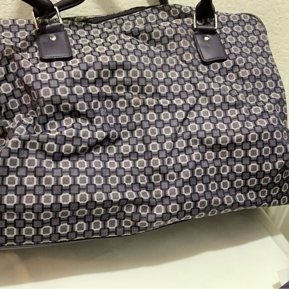 Nine & Company Nine West Purple Checkerboard duffle bag with 3 exterior pockets - Picture 8 of 13